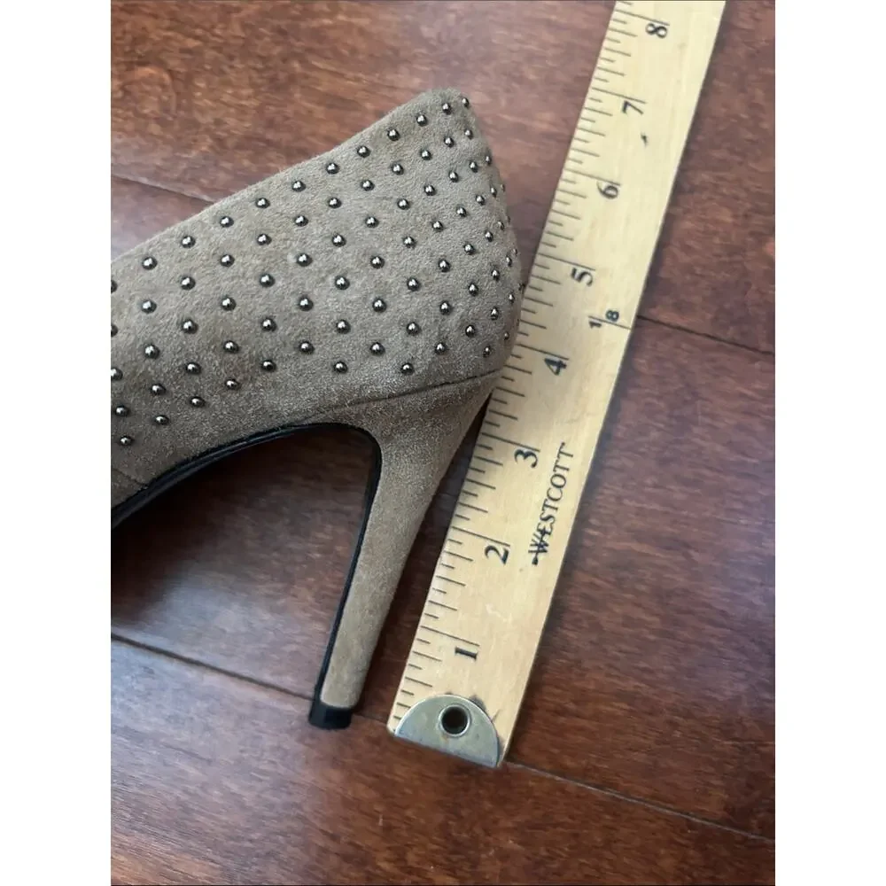 The Kooples Taupe Suede Studded Pointed-Toe Stiletto Heels, Size 5.5/6 (36)